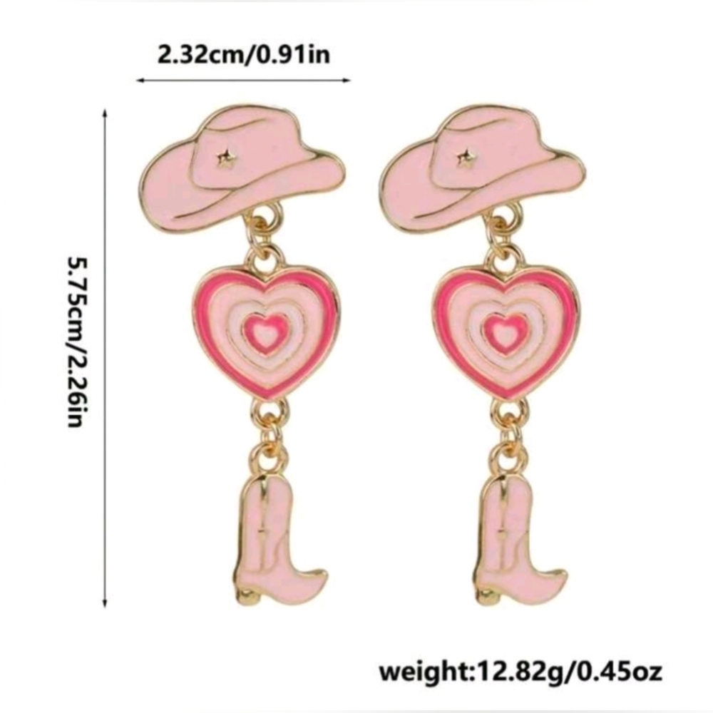 🎀$5 Western Cowboy Gold and Silver Heart and Circle Earrings - Picture 6 of 6